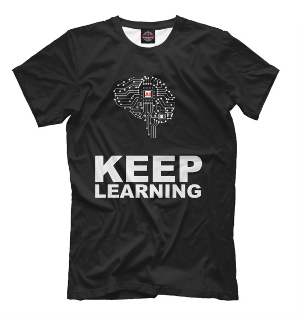 Футболка для мальчиков с изображением AI – Keep learning цвета Черный