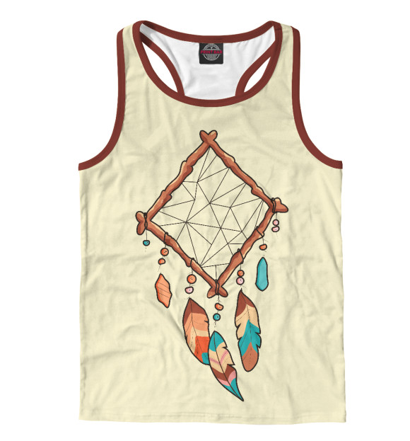 Мужская майка-борцовка с притом Ромбовидный ловец снов цвета Белый Мужская майка-борцовка с изображением Ромбовидный ловец снов цвета Белый