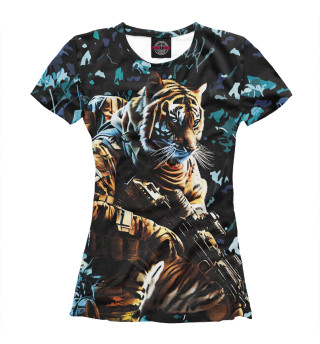 Женская футболка Тигр боец спецназа