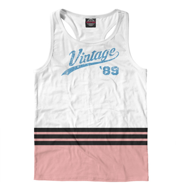 Мужская майка-борцовка с изображением Vintage 89 цвета Белый