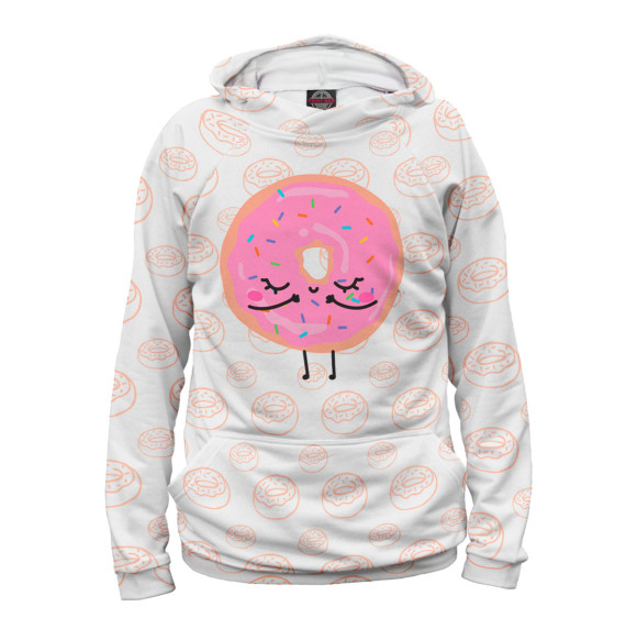 Мужское худи с изображением Девочка пончик цвета Белый