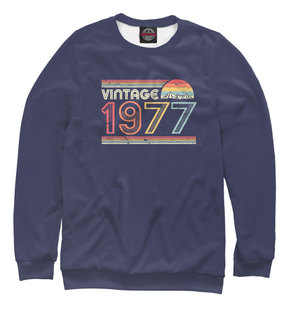 Женский свитшот с изображением 1977 Vintage Birthday Gift цвета Белый