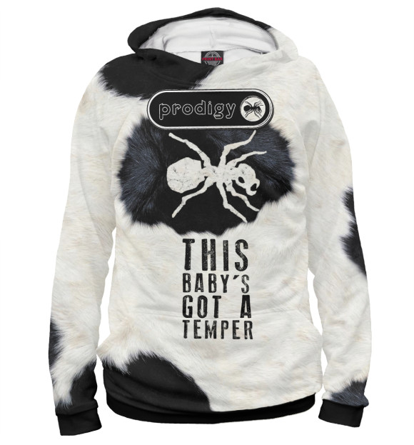 Мужское худи с изображением This Baby's Got a Temper цвета Белый