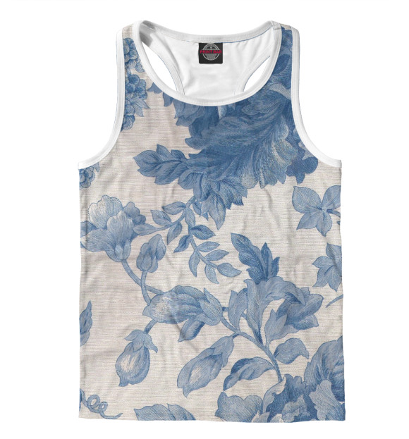 Мужская майка-борцовка с изображением Гжель цвета Белый