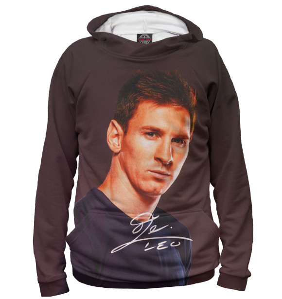 Женское худи с изображением Лионель Месси цвета Белый