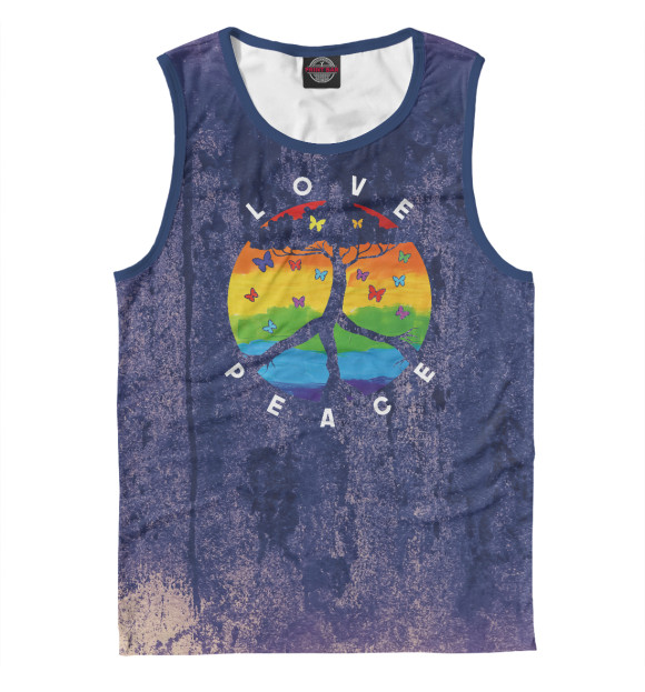 Мужская майка с изображением Pride Month Peace Love цвета Белый