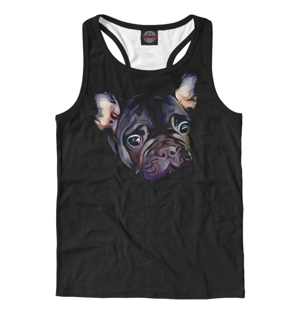 Мужская майка-борцовка с изображением Французский бульдог цвета Белый