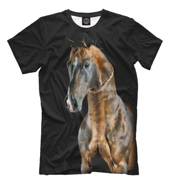 Мужская футболка с изображением Гнедая лошадь цвета Белый