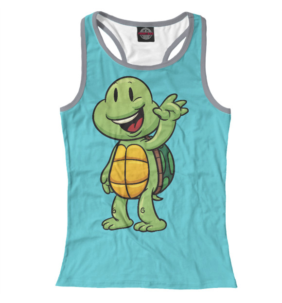 Женская майка-борцовка с изображением Черепаха цвета Белый