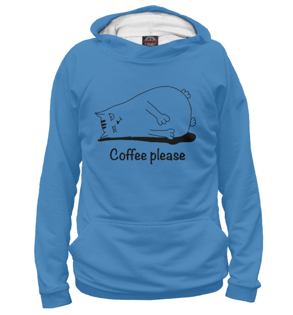 Мужское худи с изображением Coffe please цвета Белый