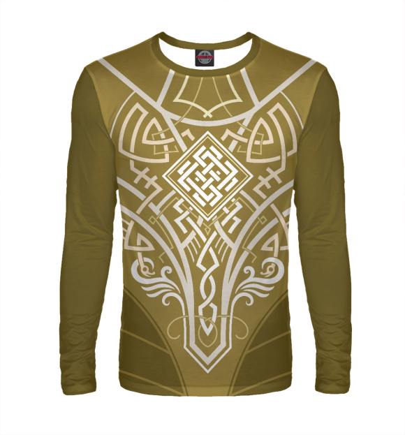 Мужской лонгслив с изображением Славянский символ белобог цвета Белый