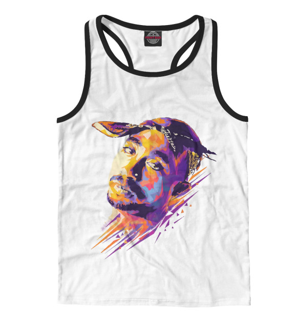 Мужская майка-борцовка с изображением 2Pac цвета Белый