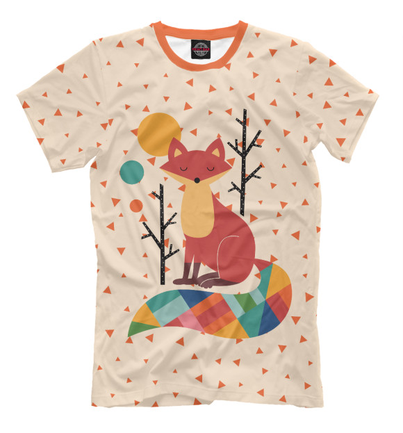 Мужская футболка с изображением Осенняя лисичка цвета Бежевый