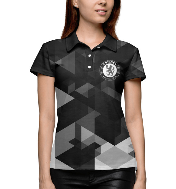 Женское поло с изображением FC Chelsea цвета Белый