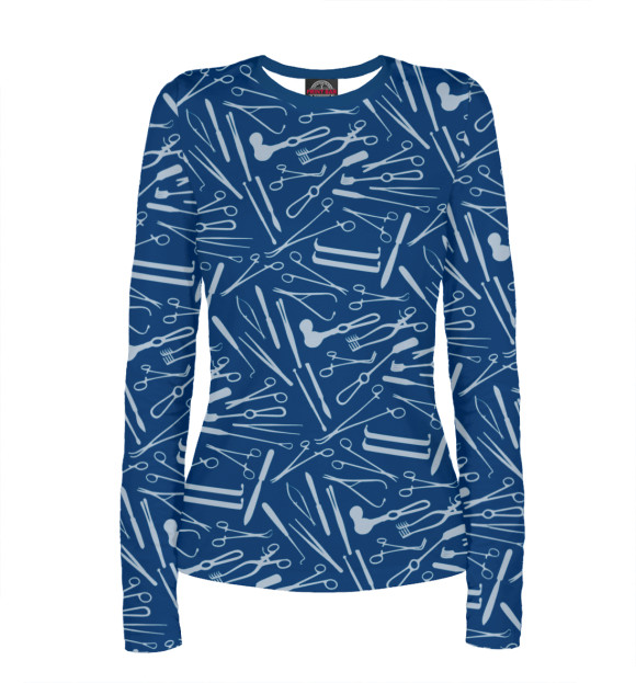 Женский лонгслив с изображением Хирургические инструменты цвета Белый