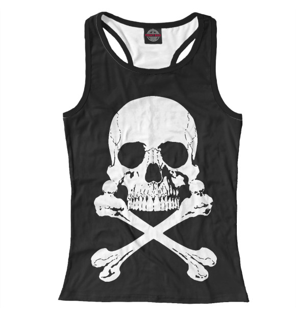 Женская майка-борцовка с изображением Череп и кости цвета Белый