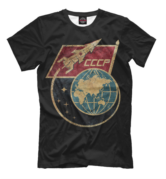 Мужская футболка с изображением СССР Космос цвета Черный