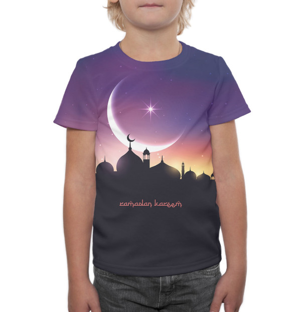 Футболка для мальчиков с изображением Рамадан Карим цвета Белый