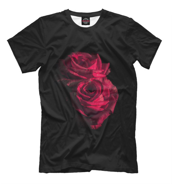 Мужская футболка с изображением Две Розы цвета Черный
