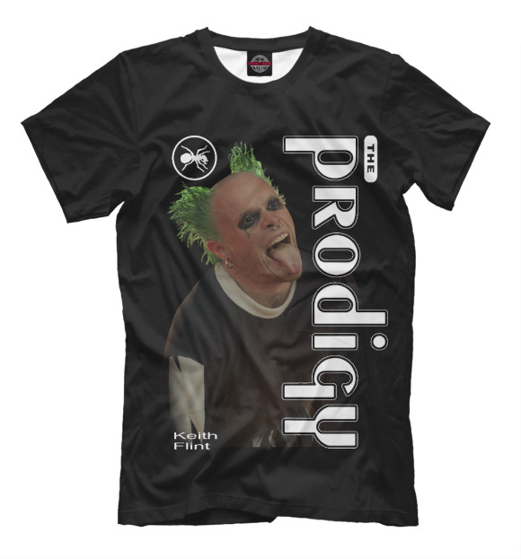 Мужская футболка с изображением The Prodigy Keith Flint цвета Черный