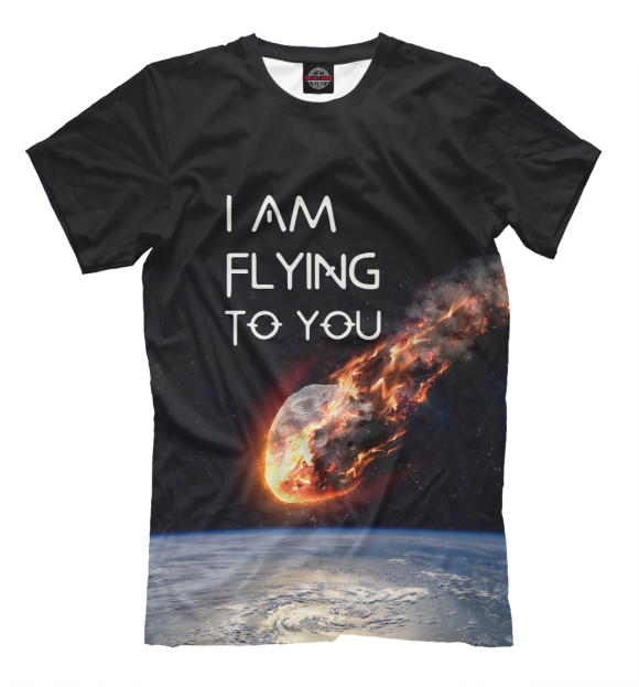Мужская футболка с изображением I am flying to you цвета Черный