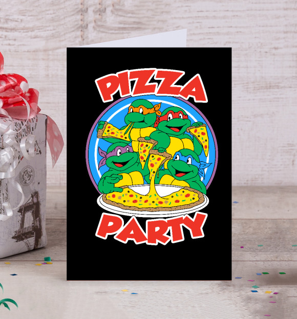 Открытка с изображением Pizza Party цвета Белый
