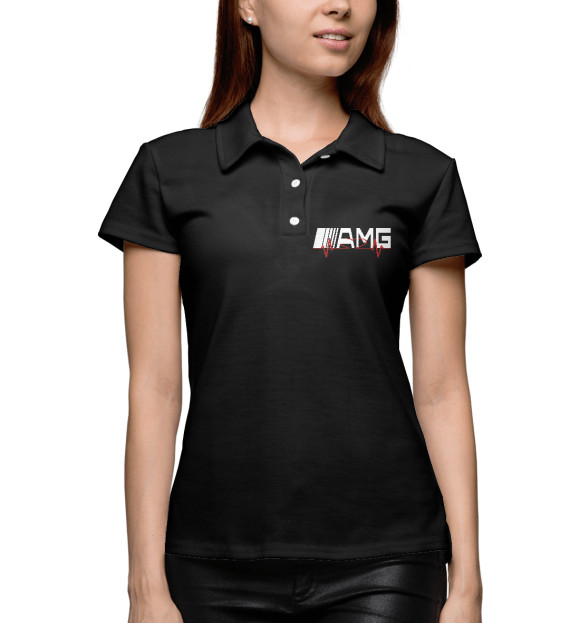 Женское поло с изображением AMG пульс цвета Белый