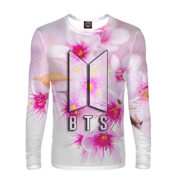 Мужской лонгслив с изображением BTS цвета Белый