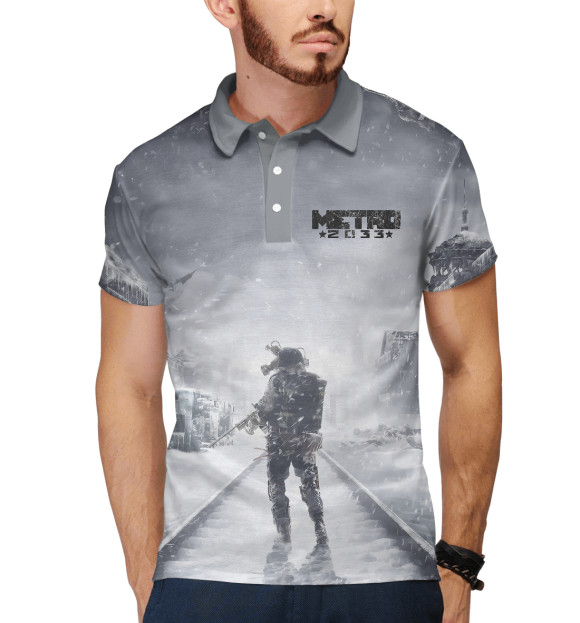 Мужское поло с изображением Metro 2033 winter цвета Белый