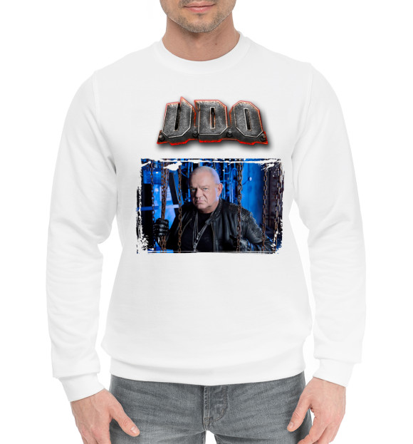 Мужской хлопковый свитшот с изображением Udo Dirkschneider цвета Белый