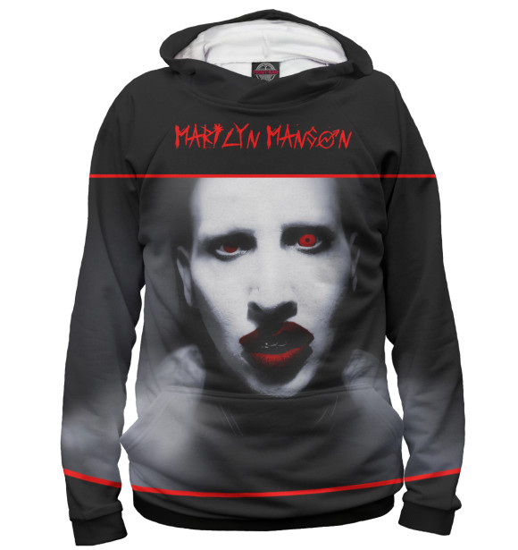 Худи для мальчика с изображением Mаrilyn Manson цвета Белый