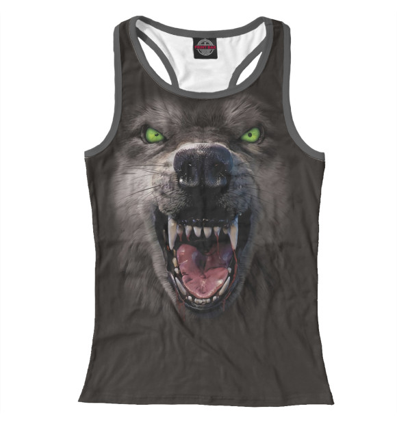 Женская майка-борцовка с изображением Волк цвета Белый