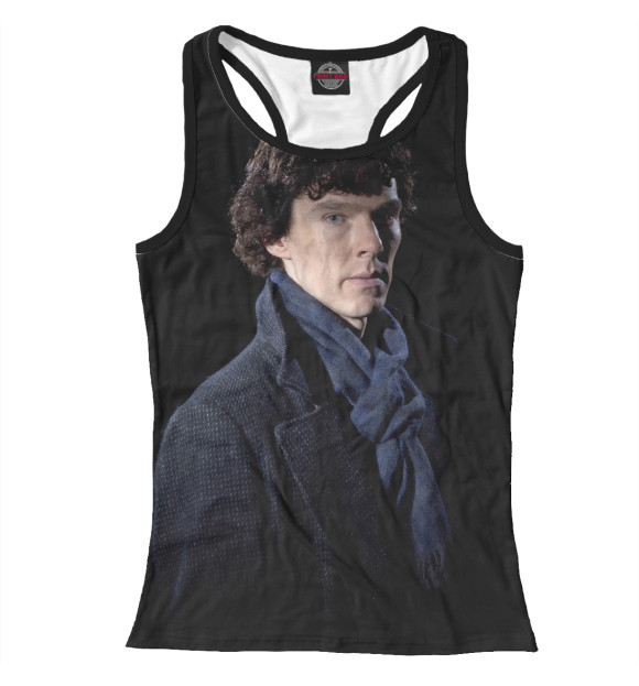 Женская майка-борцовка с изображением Sherlock цвета Белый