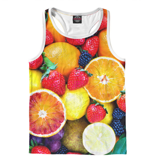 Мужская майка-борцовка с изображением Фрукты цвета Белый