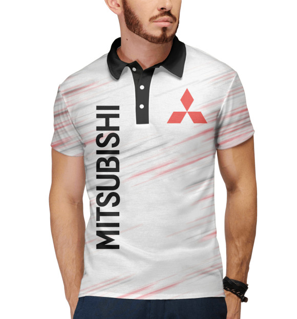 Мужское поло с изображением Mitsubishi цвета Белый