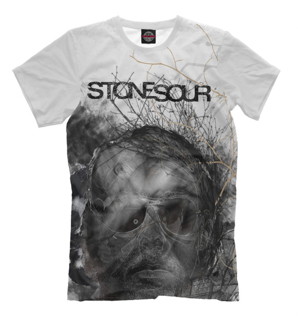 Мужская футболка с изображением Stone Sour цвета Молочно-белый