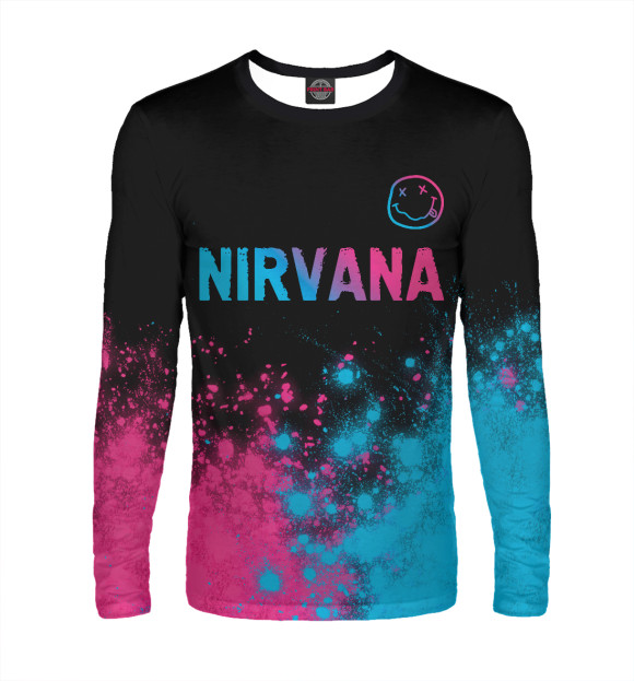 Мужской лонгслив с изображением Nirvana Neon Gradient цвета Белый