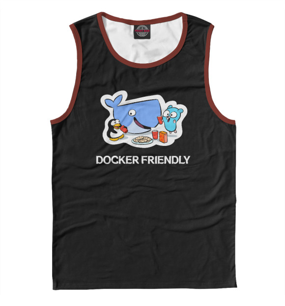 Майка для мальчика с притом docker-friendly цвета Белый Майка для мальчика с изображением docker-friendly цвета Белый