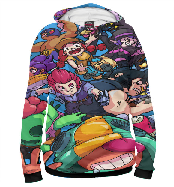 Мужское худи с изображением Brawl Stars ВСЕ БРАВЛЕРЫ цвета Белый