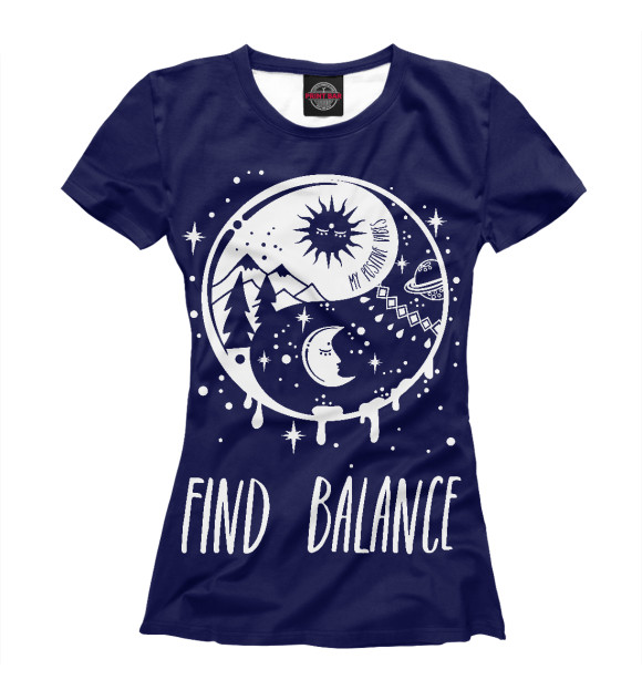 Футболка для девочек с изображением Find balance цвета Белый