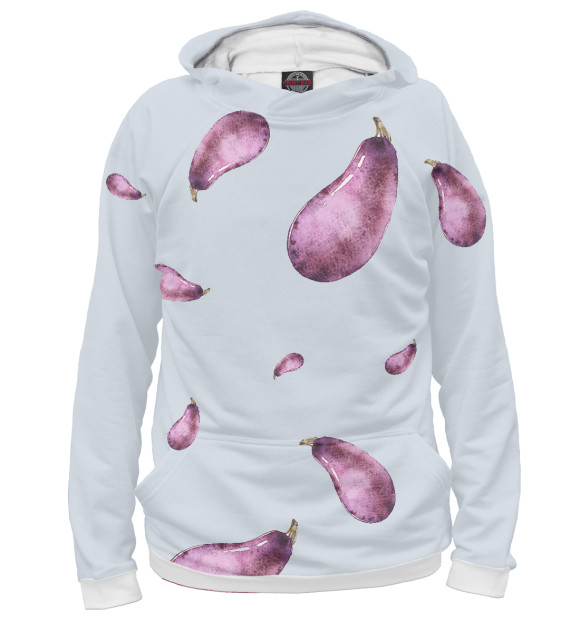 Женское худи с изображением Баклажан цвета Белый