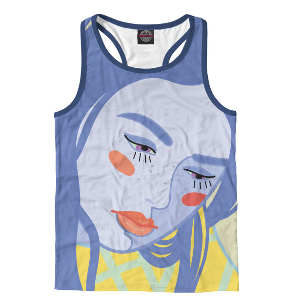 Мужская майка-борцовка с изображением Женский портрет в яркой цветовой гамме цвета Белый