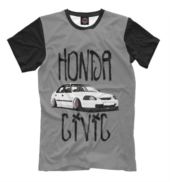 Мужская футболка с изображением Honda Civic цвета Серый