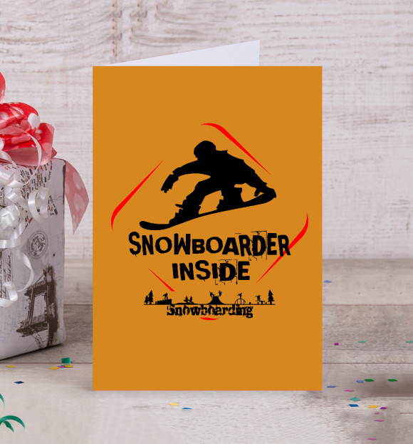 Открытка с изображением Snowboarder Inside цвета Белый