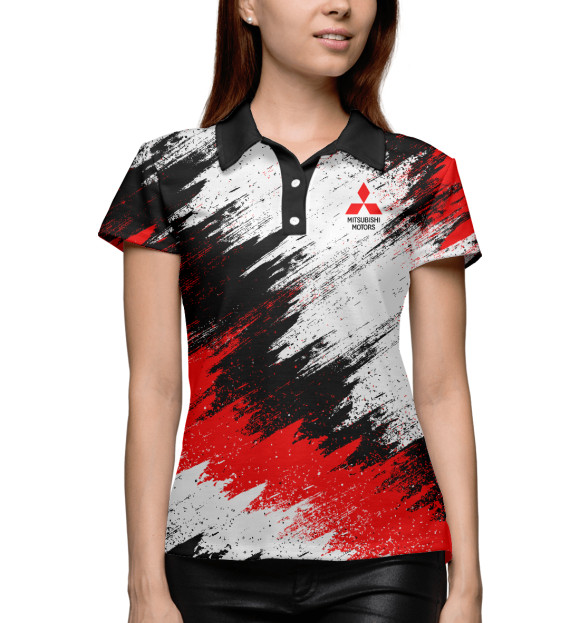 Женское поло с изображением Mitsubishi цвета Белый