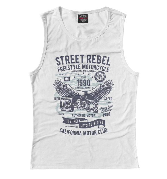 Женская майка с изображением California motor club цвета Белый