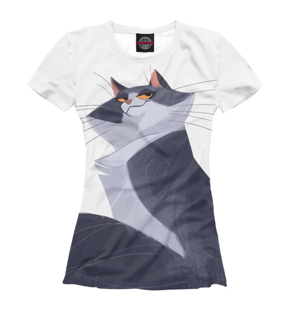 Женская футболка с изображением Кот цвета Белый