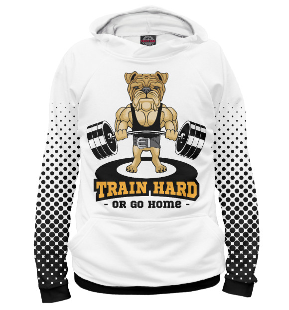 Женское худи с изображением Traing hard цвета Белый