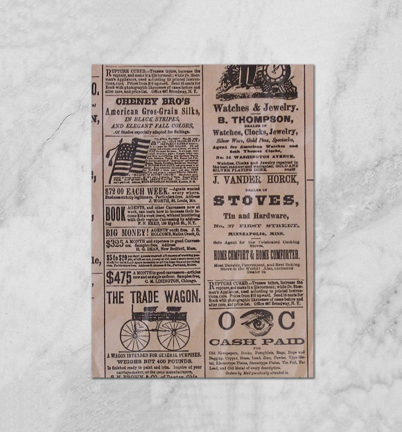 Плакат с изображением Vintage Newspaper цвета Белый