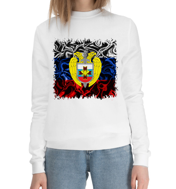 Женский хлопковый свитшот с изображением Президентский полк цвета Белый